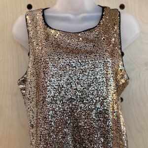 ZEAGOO Gold Sequin Sleeveless Tank-Top, Size Small